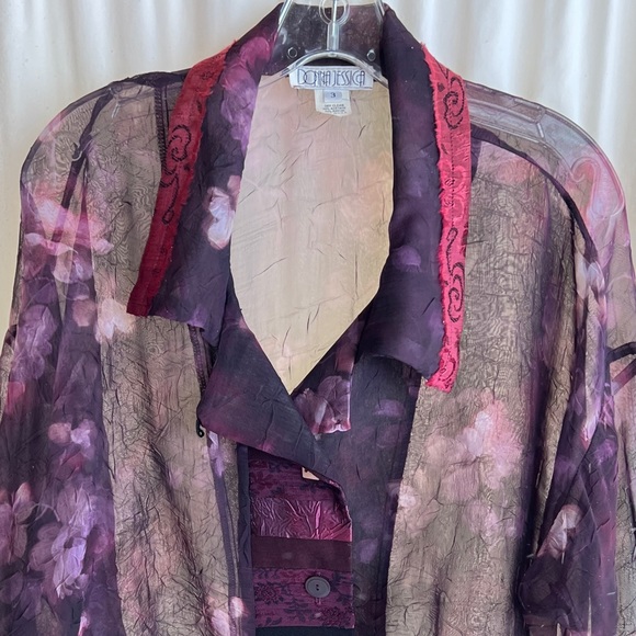 VTG1980s Donna Jessica size 3 Sheer Purple Cropped Long Sleeve Blouse - Picture 4 of 16